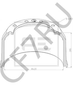 0310977180 Автомагнат (AM-02-040) (АМ) Барабан тормозной BPW 420*200 h=279, 10 шпилек, диаметр под шпильку 23 м в городе Королёв