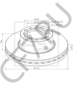 1009863 Schmitz диск тормозной! вентилир. 430/131x45/130 12n-168-d19\ SAF в городе Королёв