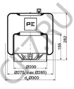 9423200121 КИТАЙ Пневмобаллон MB Actros задняя (1 подвод воздуха, со стаканом ф200) = 4390NP21 в городе Королёв